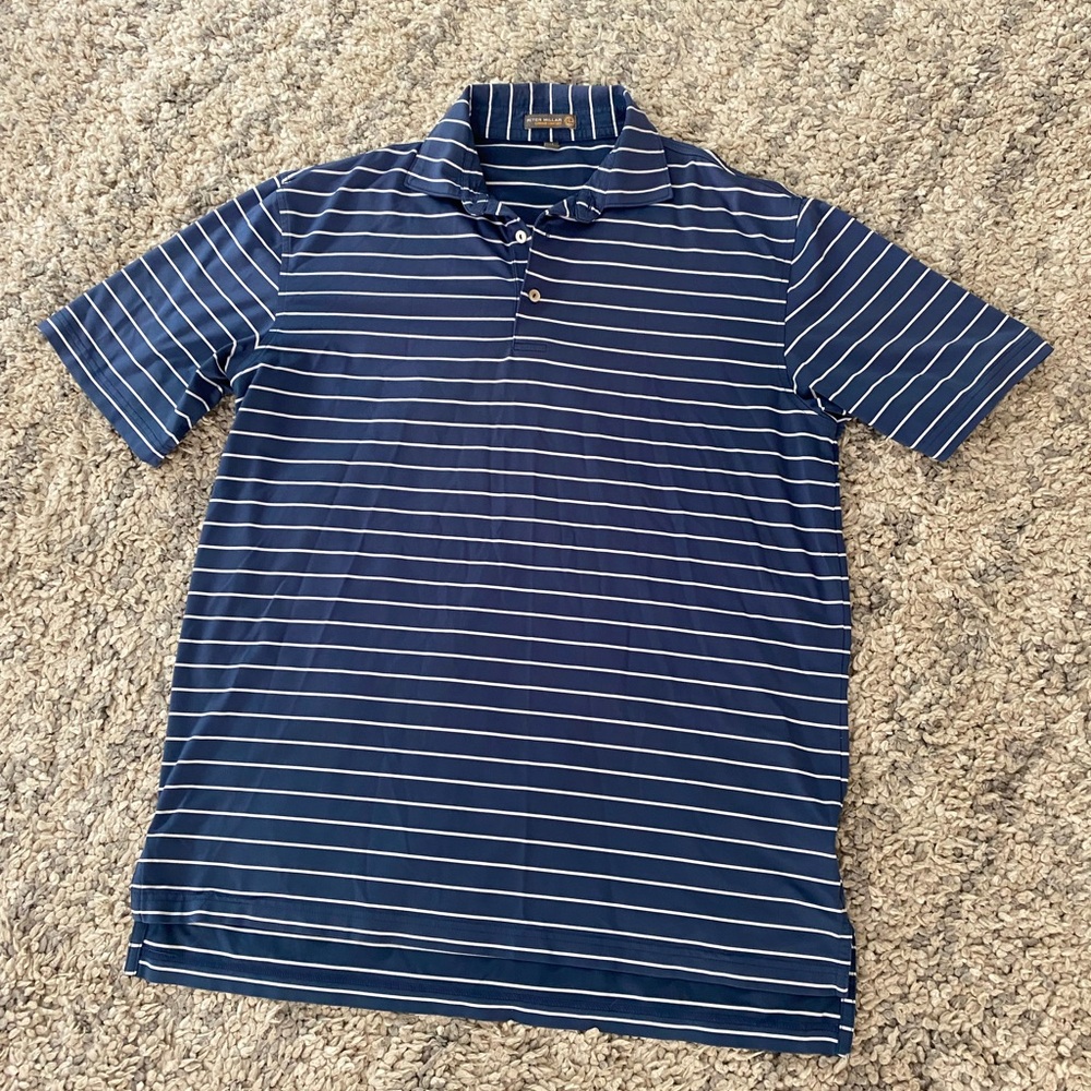 Men's Peter Millar Blue Striped Polo Shirt